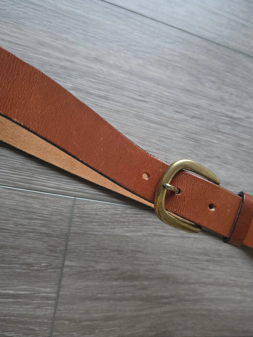 Leegin Genuine Leather Belt Cognac Brown Brass Buckle Made in USA Size 34